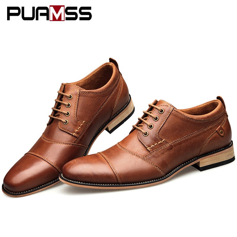 Brand Men Shoes Top Quality Oxfords British Style Men Genuine Leather Dress Shoes Business Formal Shoes Men Flats Plus Size 50 - Image 3