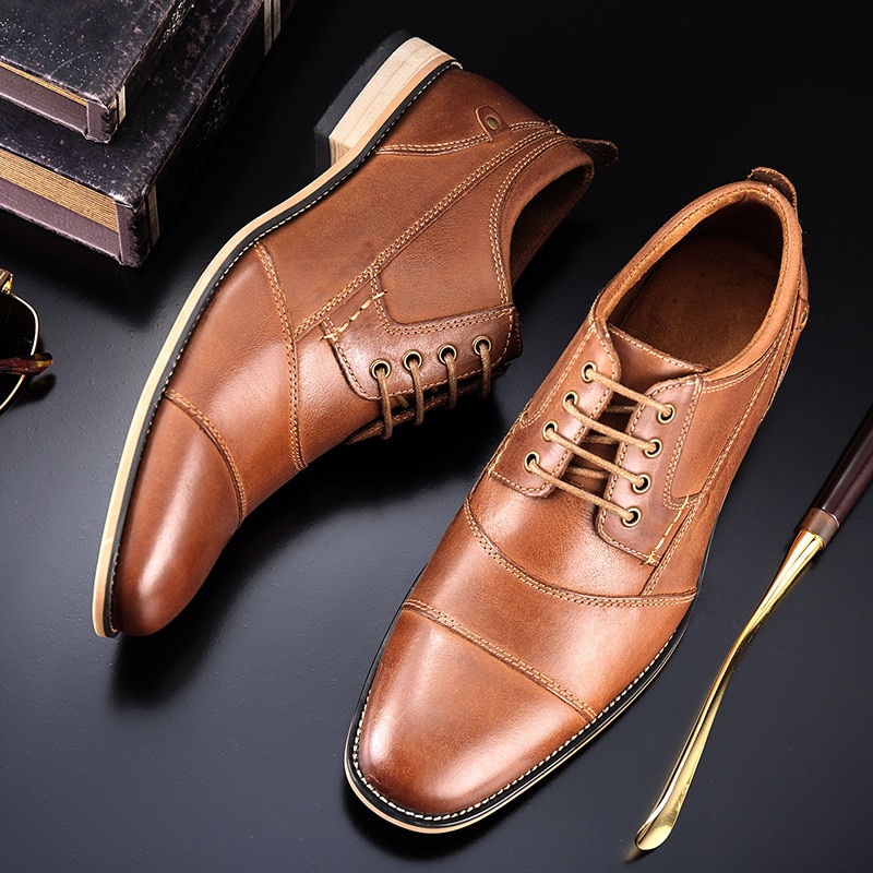Brand Men Shoes Top Quality Oxfords British Style Men Genuine Leather Dress Shoes Business Formal Shoes Men Flats Plus Size 50 - Image 4