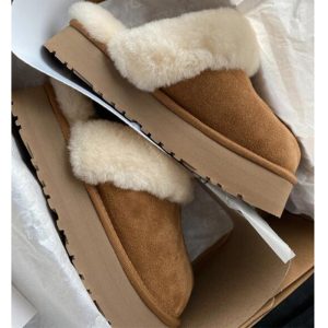 Winter Brand Plush Cotton Slippers Women Flats Shoes Latest New Fashion Platform Casual Home Suede Fur Warm Slingback Flip Flops